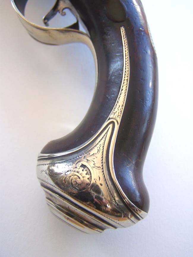 An EXCEPTIONALLY RARE  British Flintlock 'Paktong' Mounted Four Barrelled Naval Volley Pistol circa 1775 — image 5